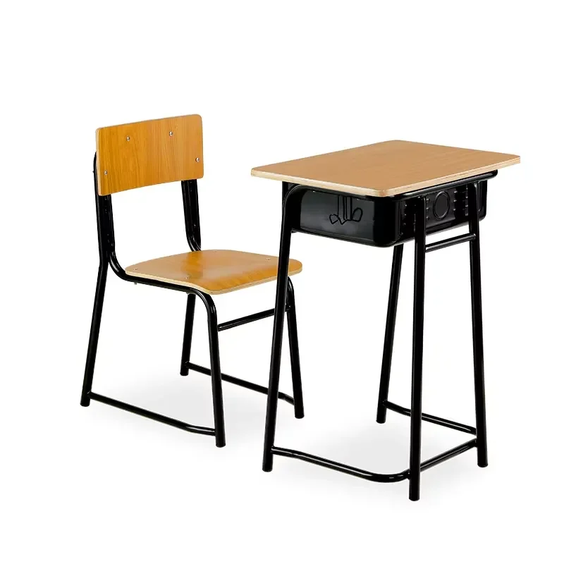 Modern Wooden Top Student Desk and Chair Set with Drawer for Classroom Hospital Home Office Use