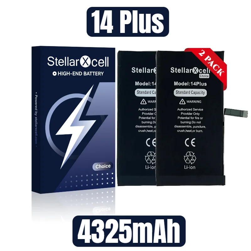 

2 шт. StellarXcell выбор батареи для Iphone 14 15 Plus Pro MaxБесплатные инструменты для открытия батареи