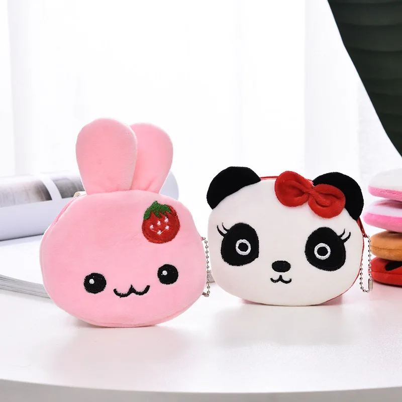 1 Pcs Cute Plush Purse for Coins Pencil Toys Bag Cartoon Women Coin Purse Mini Fruit Bag for USB  Key Wallet