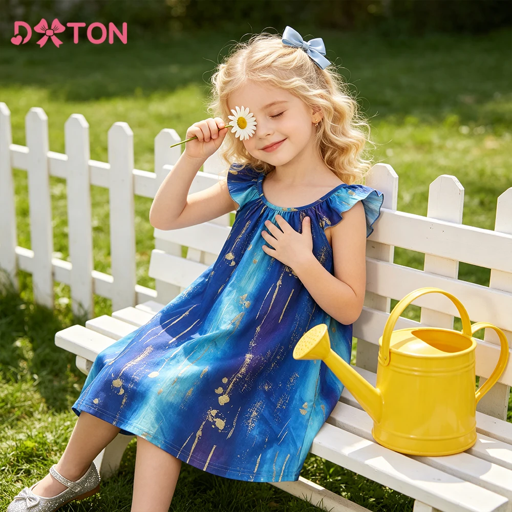 DXTON Toddler Baby Dresses Summer Sleeveless Children Holiday Daily Wear Clothes Sling Princess Girls Dress A-line Kids Costumes