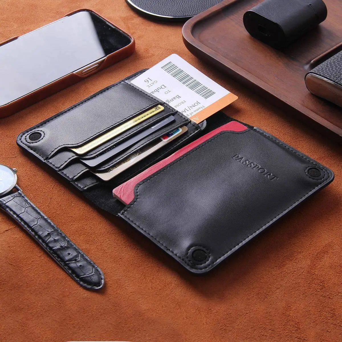

High Grade Real Leather Passport Cover Ticket Wallet Travel Document Storage Bag Multi Card Holder Thin Pass Port Pouch Cases