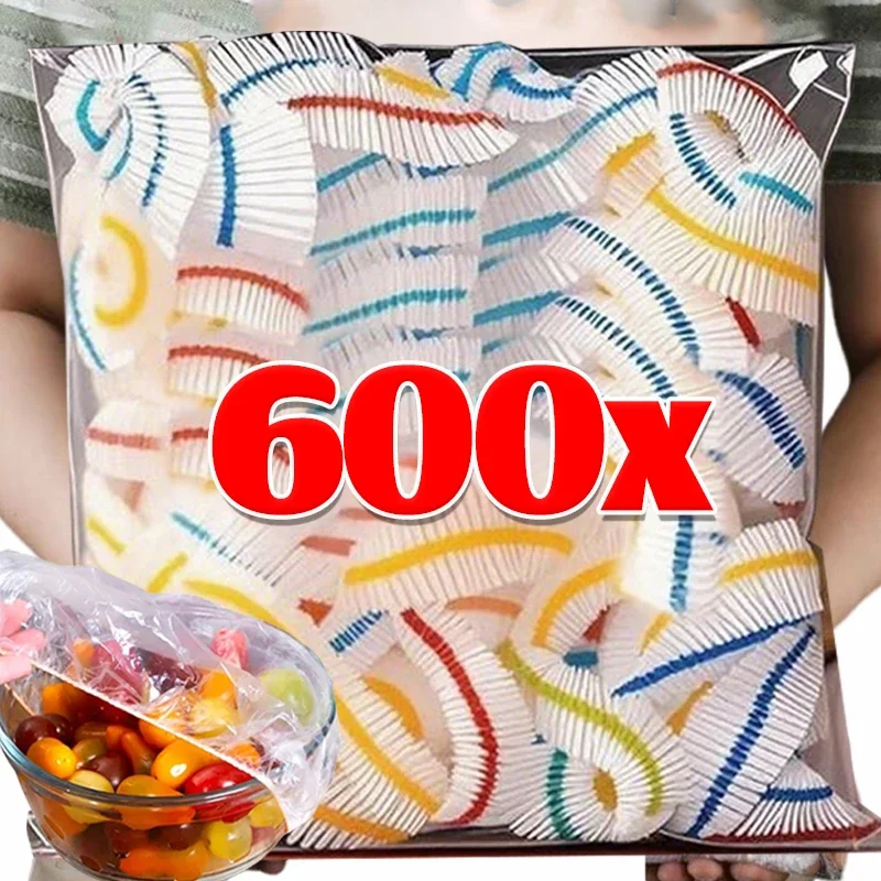 

600/50pcs Elastic Wrap Fresh Film Bag Disposable Food Cover Fresh-keep Lid Fruit Cover Cling Film Shower Cap Kitchen Storage Bag