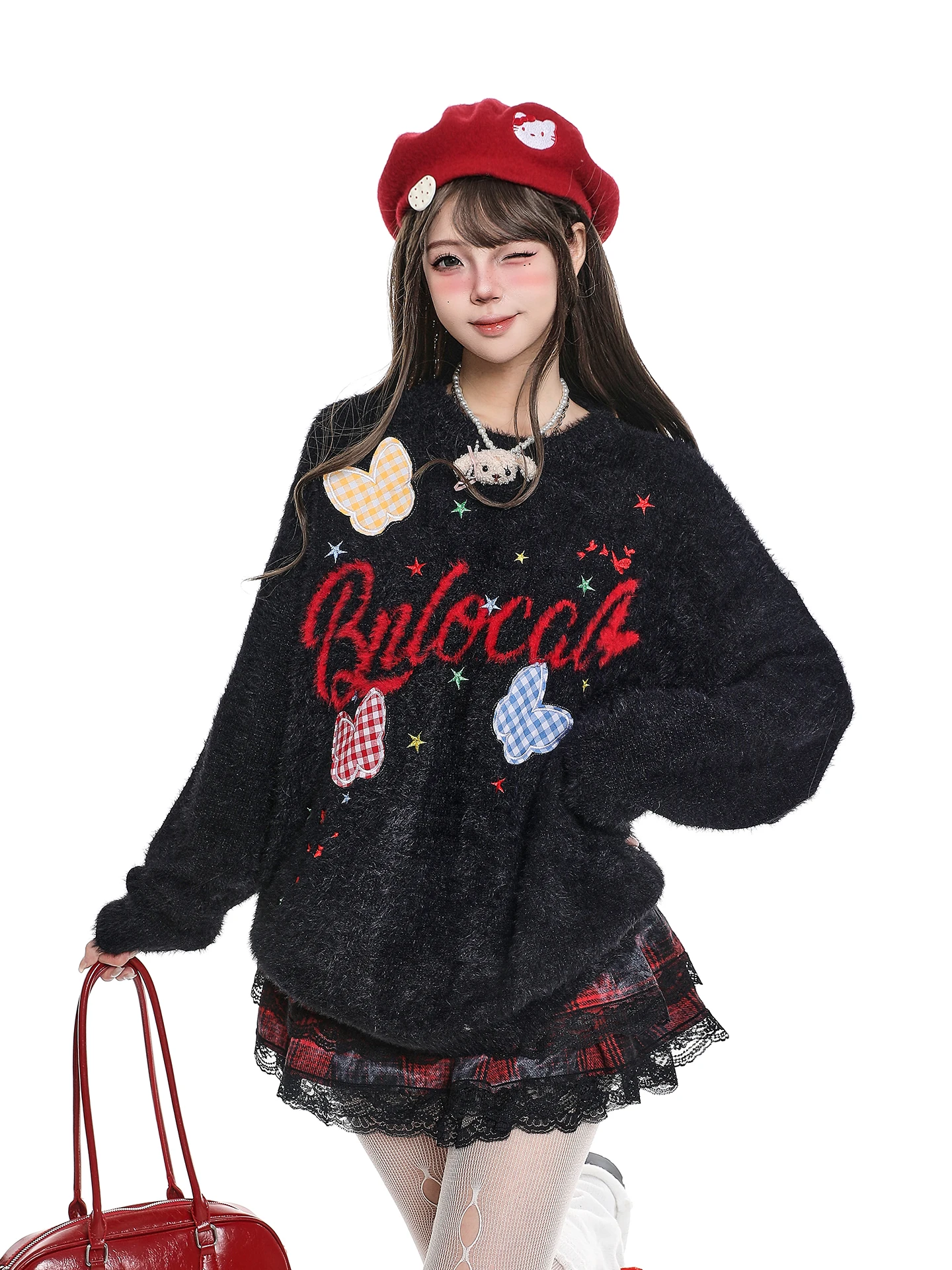 Suéter de punto con cuello red - Embroidery Knot reseña y precio