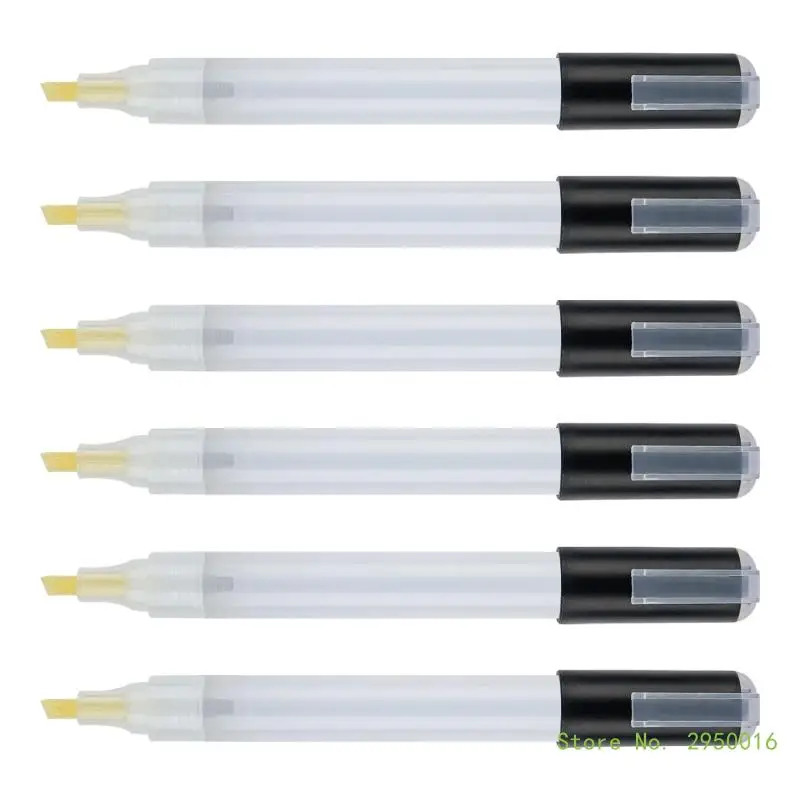 Marcadores acrílicos recarregáveis para colorir pintura, Caneta vazia, Marcadores de ponta redonda, 6pcs