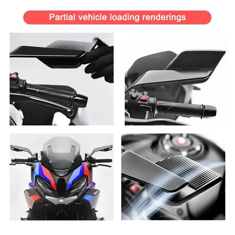 

360° Adjustable Electric Vehicle Mirror Black Motorcycle Side View Mirror ABS Anti-Glare Rearview Mirrors Stealth Winglets