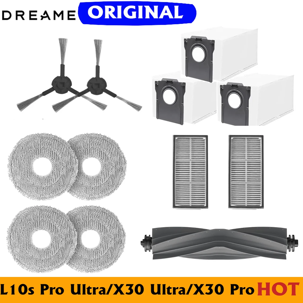 Oryginalne akcesoria Dreame Bot L10s Pro Ultra Heat Akcesoria Główna szczotka boczna Filtr Mop Worek na kurz Części zamienne do odkurzacza X30 Ultra