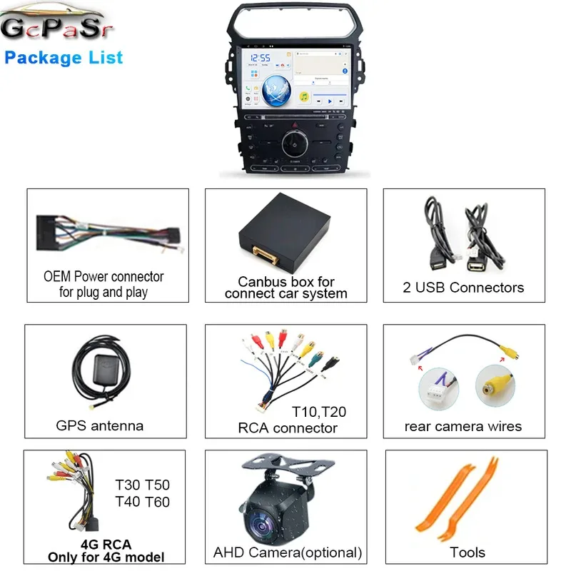 Carplay 4G لفورد اكسبلورر 5 2011 - 2019 راديو السيارة الوسائط المتعددة مشغل فيديو الملاحة ستيريو نظام تحديد المواقع أندرويد 15 No 2din 2 din dvd #6