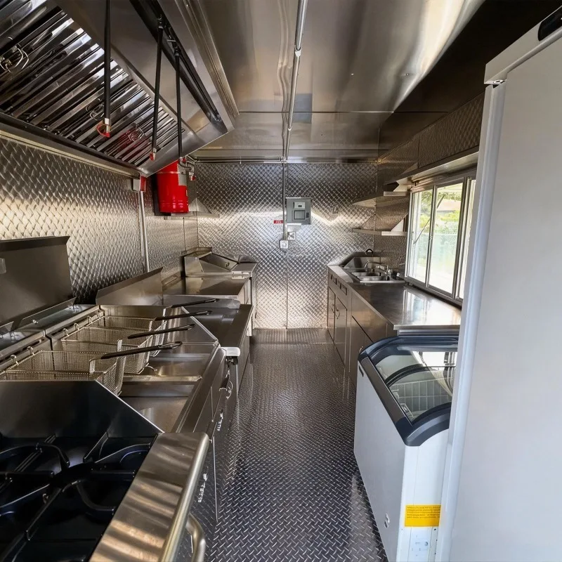 Food Trailer Commercial Food Truck Mobile Kitchen with Pizza Counter Beverage Station for Outdoor Events