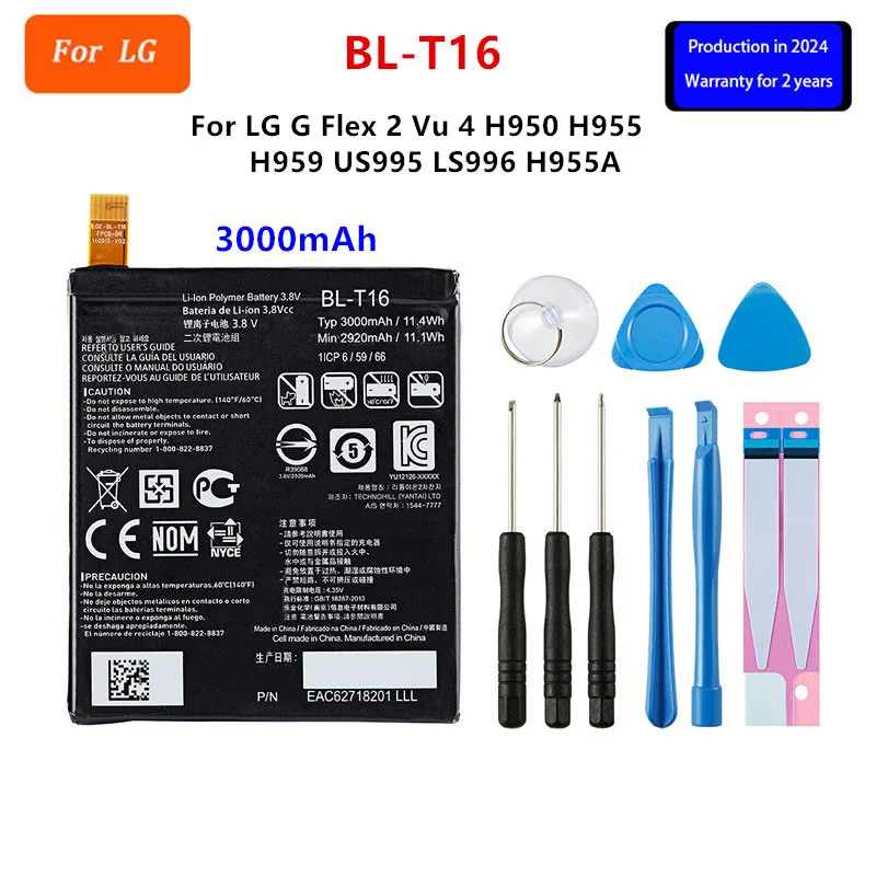 

Original BL-T16 3000mAh Battery For LG G Flex 2 Vu 4 Vu4 H950 H955 H959 US995 LS996 H955A BL T16 Mobile phone Batteries+Tools