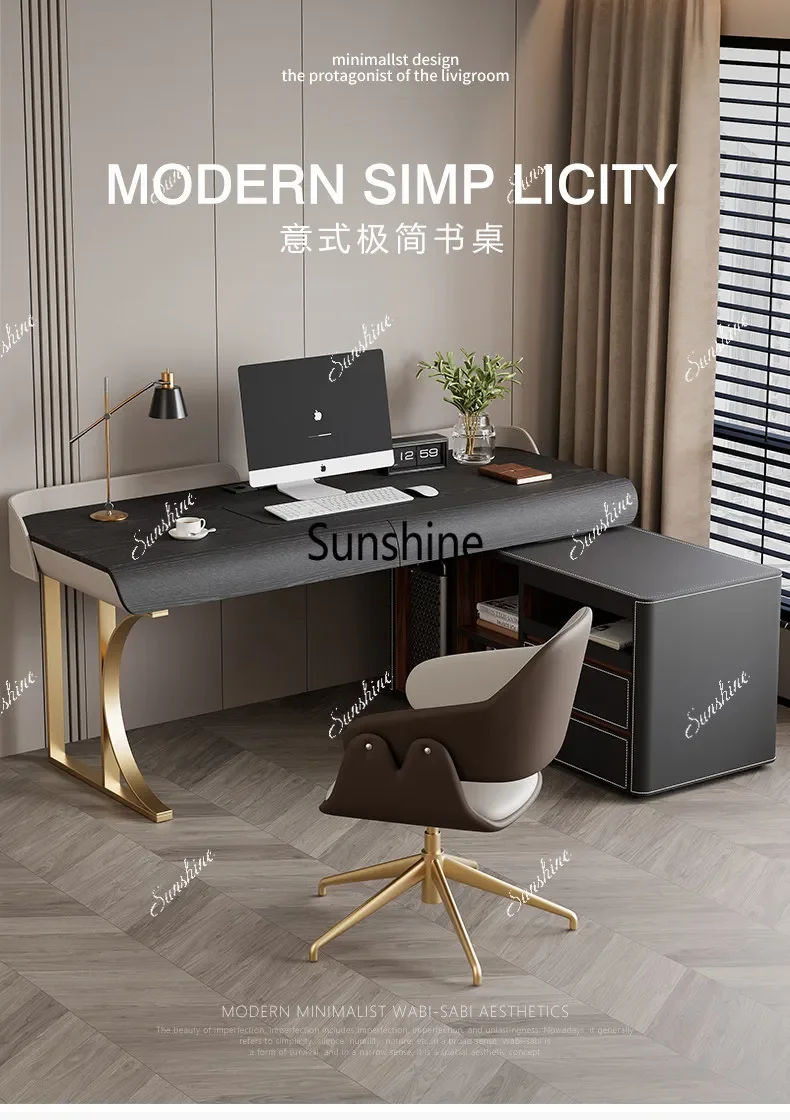 Italian minimalist desk home study computer modern minimalist light luxury L typeTJ