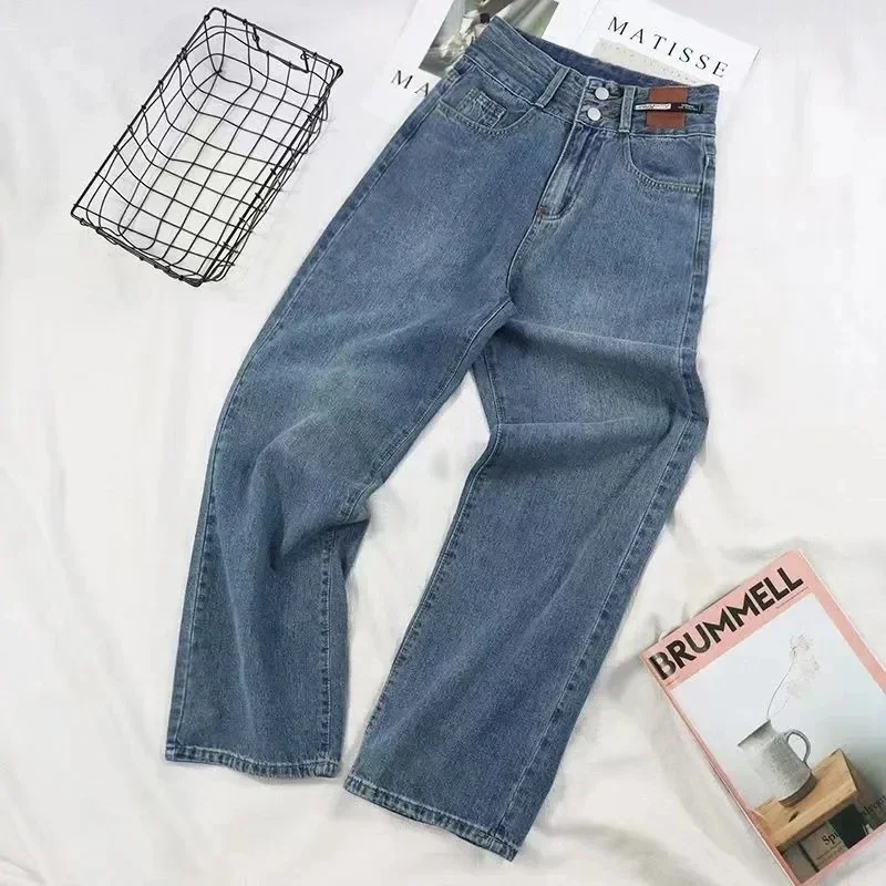 

High waisted Straight Leg wide leg Jeans 5XL For women Spring Autumn Korean Loose Casual Denim Trousers Female Street Clothing