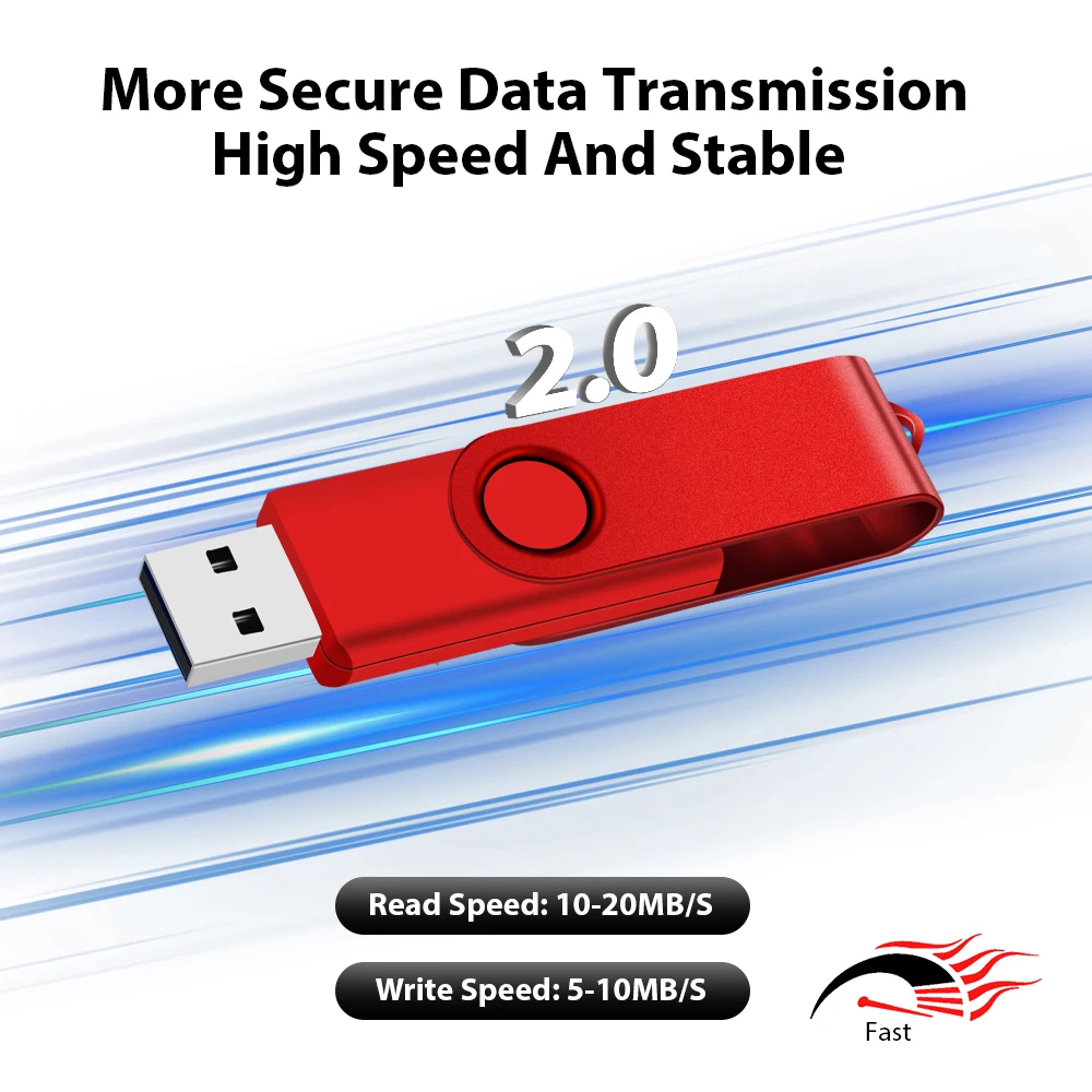 NEW Rotatable Color Plastic USB 2.0 Flash Drive 128GB Gift Box Custom The Logo for Free Pendrive 64GB Business Gift Memory Stick