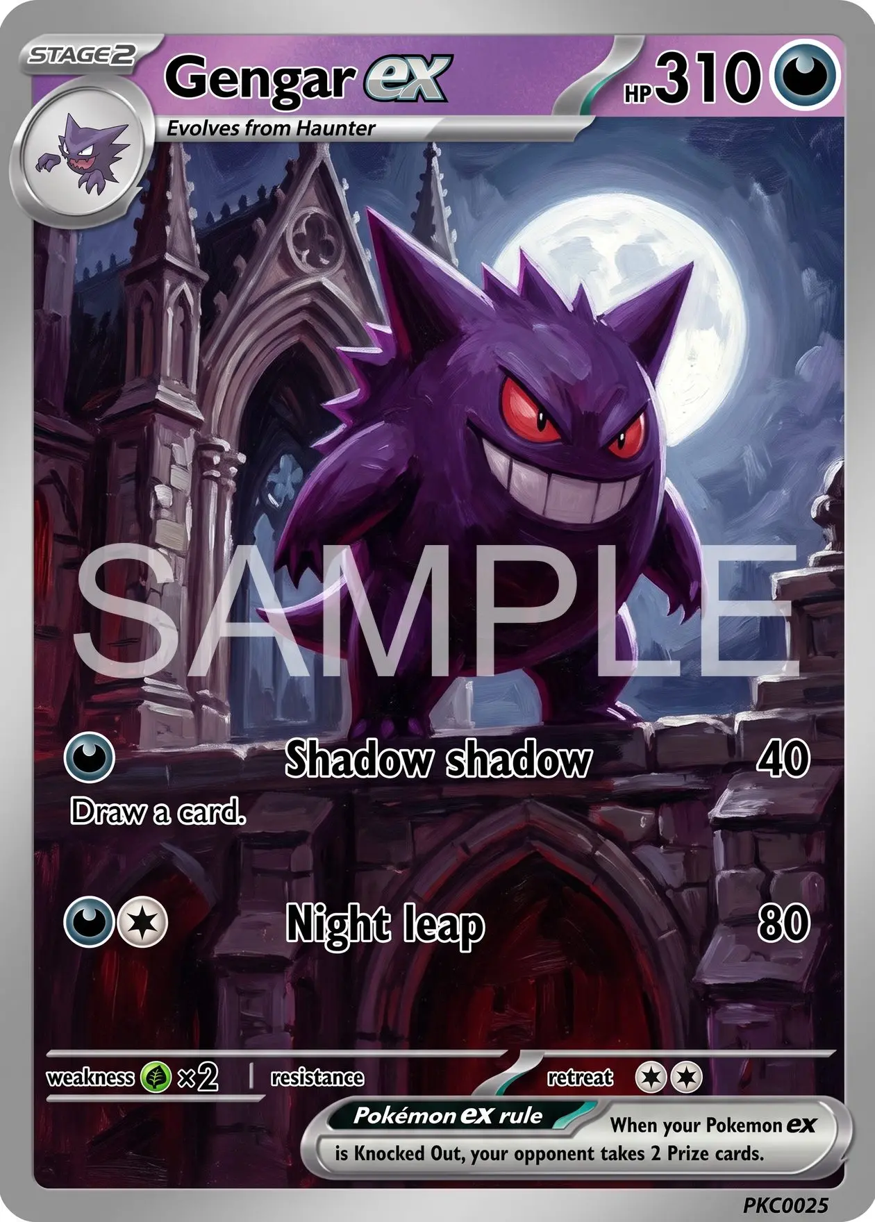 7Pcs PKM Cards PTCG Gothic Oil Painting Style Gengar Moonlit Castle Seven Unique Scenes Art Collection Display Set Cards PTCG