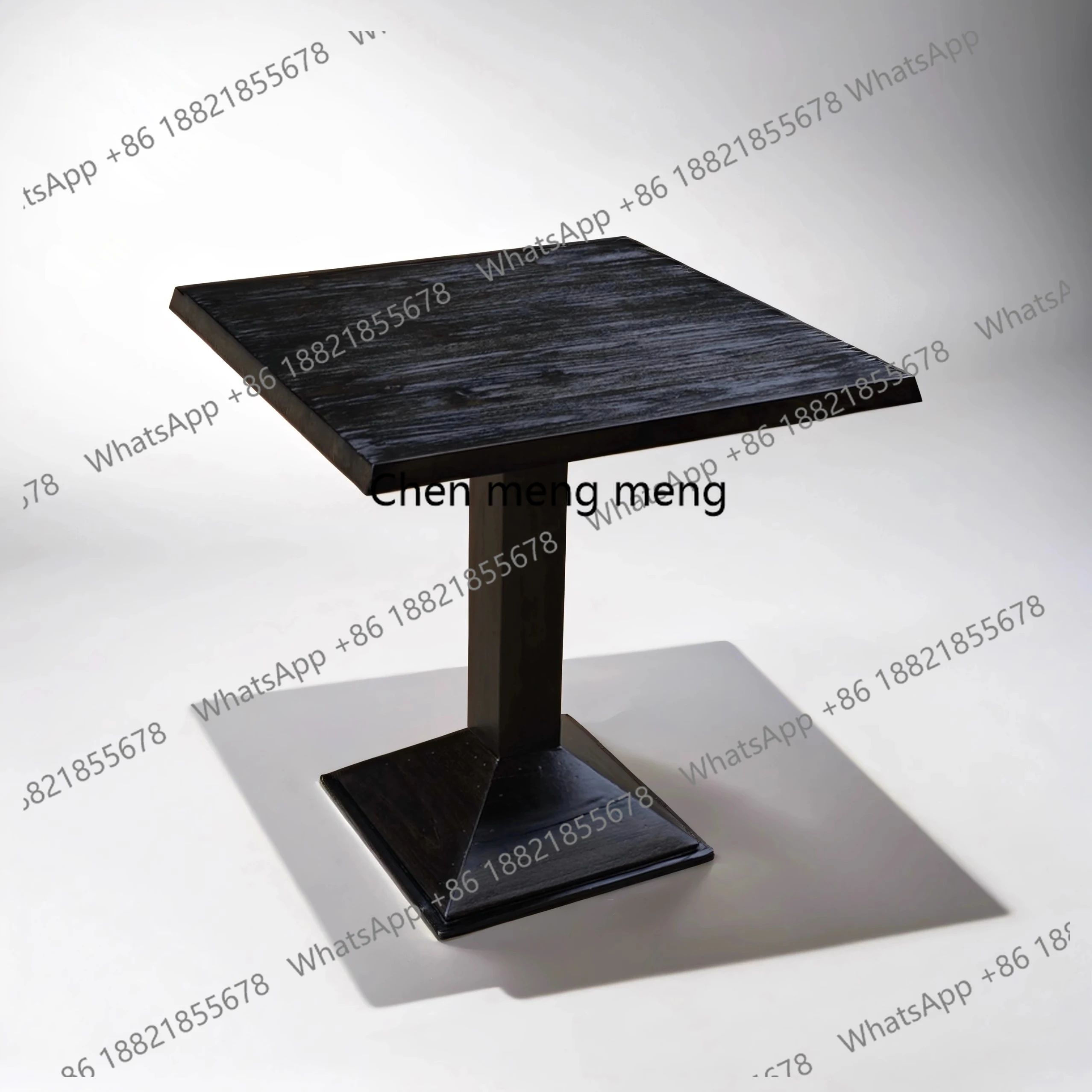 

Pyramid one-legged table solid wood medieval style art shape square table creative retro Japanese style