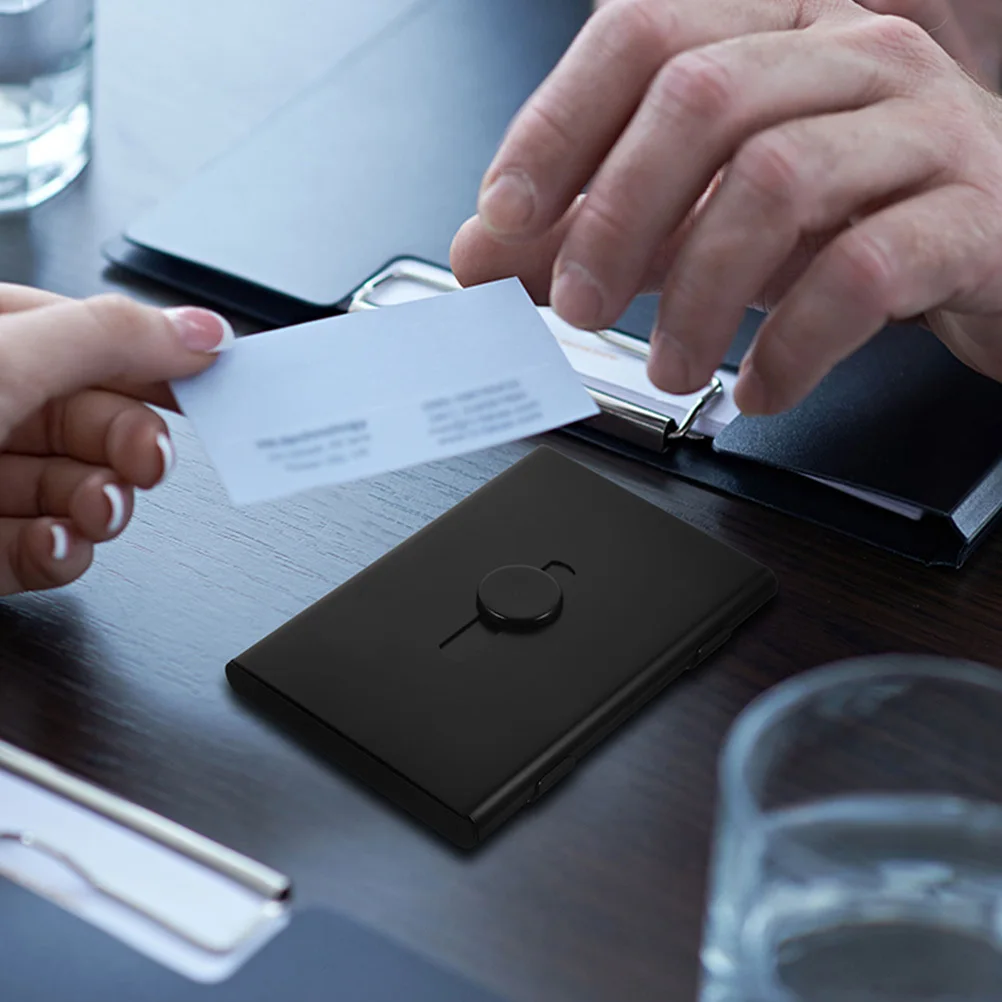 

2Pcs Metal Business Card Holder Aluminum Alloy Desktop Cards Organizer Large Capacity Portable Storage Case for Office Home Use