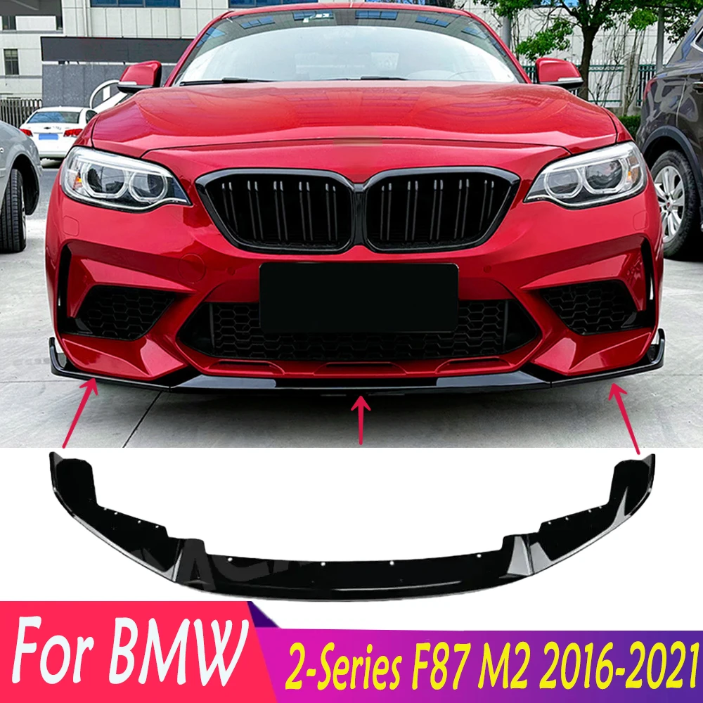 CS Style For BMW 2-Series F87 M2 2016-2021 High Quality 3Pcs Car Front Bumper Spoiler Lip Diffuser Splitters Body Kits