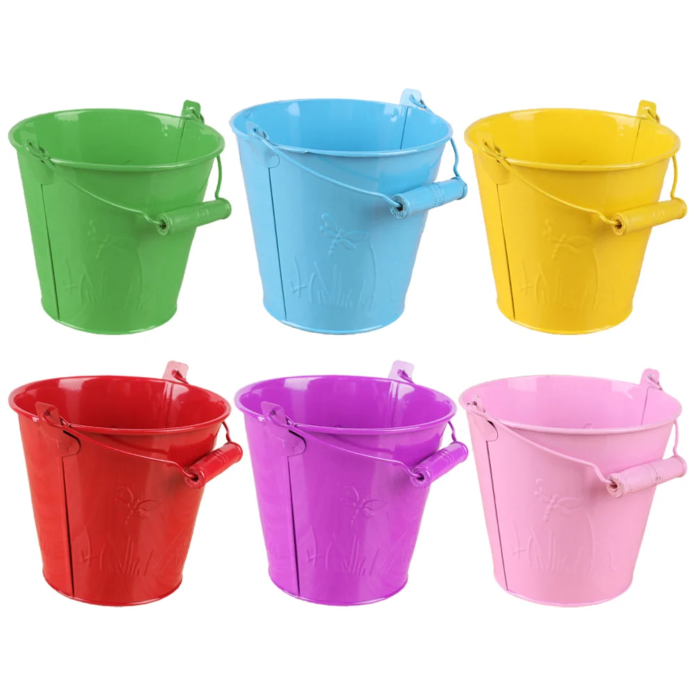 6Pcs Mini Bucket Set for Children Durable Long Lasting Fun Beach Backyard Playtime Gift Idea Beach Bucket Child Sand Buckets