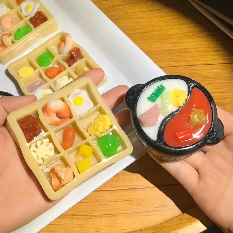 Pinching Dumplings Cute Soup Hot Pot Pinching Toy - Two-in-One Spicy Clear Soup Design, Cute and Relaxing Pinching Toy, Black Po view 2