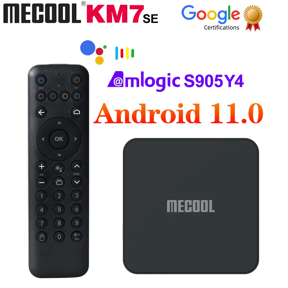 Mecool KM7 SE TV Box Android 11 ATV Google Certified LPDDR4 2GB RAM 32GB 4K Dual Wifi BT5.1 Support AV1 Youtube 4K Set Top Box