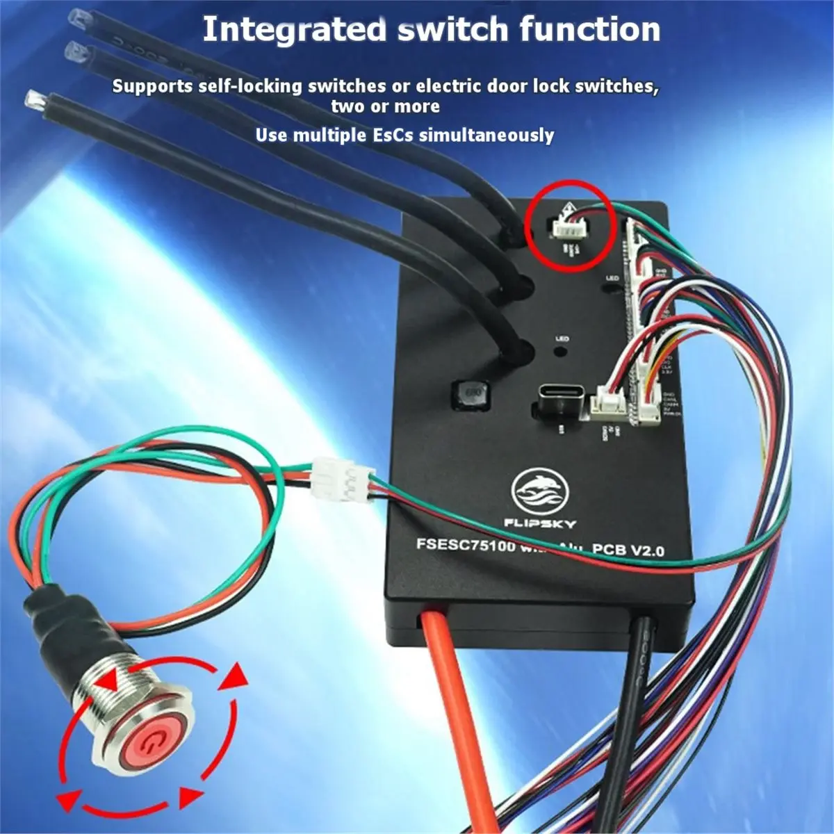 ABFS Flipsky 75100 V2.0 ESC with Aluminum PCB 100A Integrated Switch Based on VESC for Electric Skateboard / Scooter / Ebike