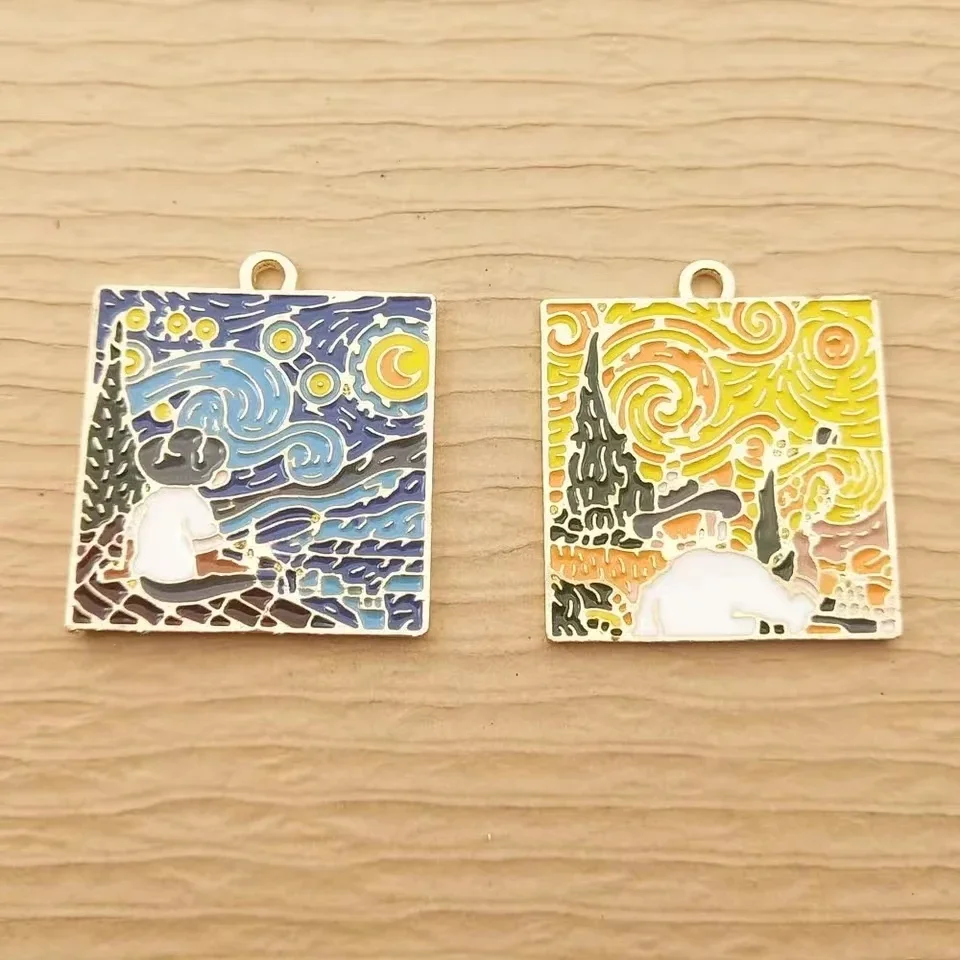 5pcs Enamel Abstract Painting Charm for Jewelry Making Metal Earring Pendant Necklace Bracelet Accessories Diy Craft Supplies