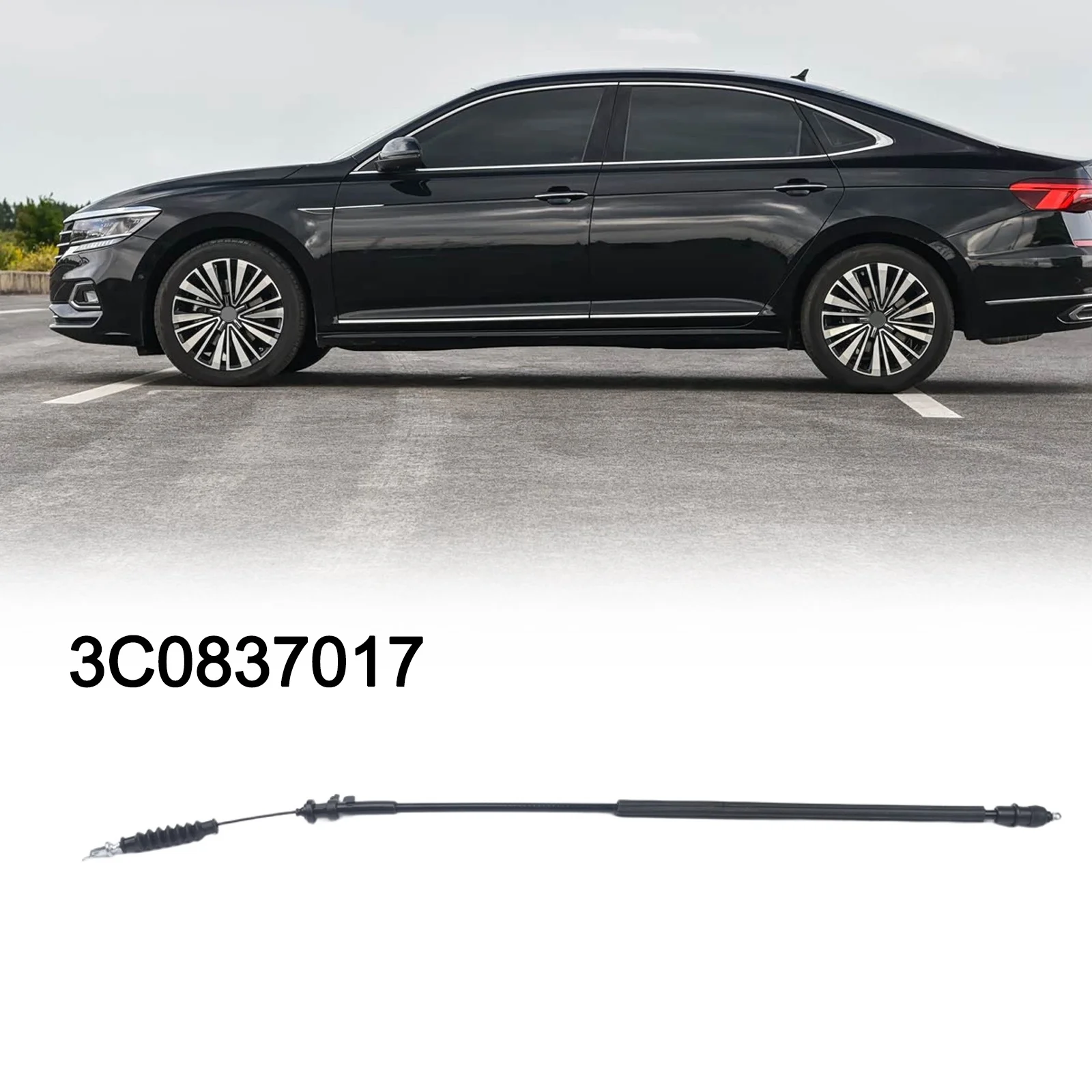 Black Door Handle Cable Lock Release Plastic Construction Practical Design Wear Resistant Non-deformation Quick Install
