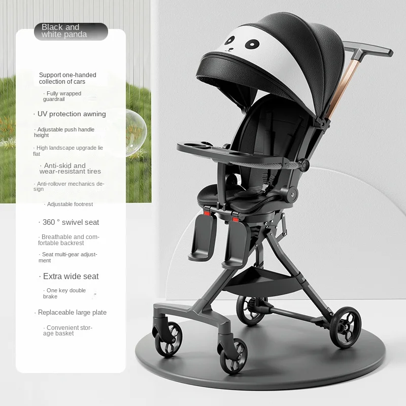 Foldable Lightweight and Easy To Carry Stroller Can Sit and Lie Down Two-way Swivel High Landscape Newborn Four Wheel Stroller