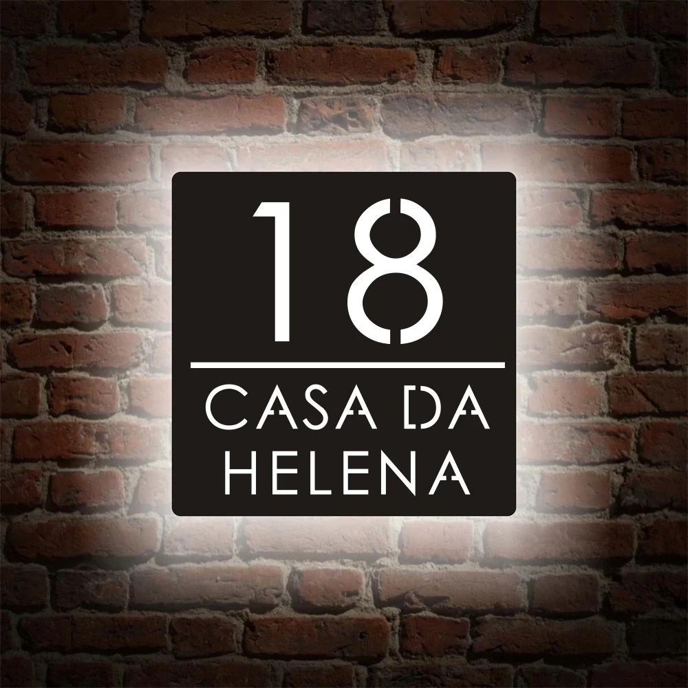 Imagem -03 - Personalizado Acrílico Casa Sinal Numérico Luz Led Caixa Personalizada 3d Iluminado Nome Moderno Placa de Endereço Placa da Porta