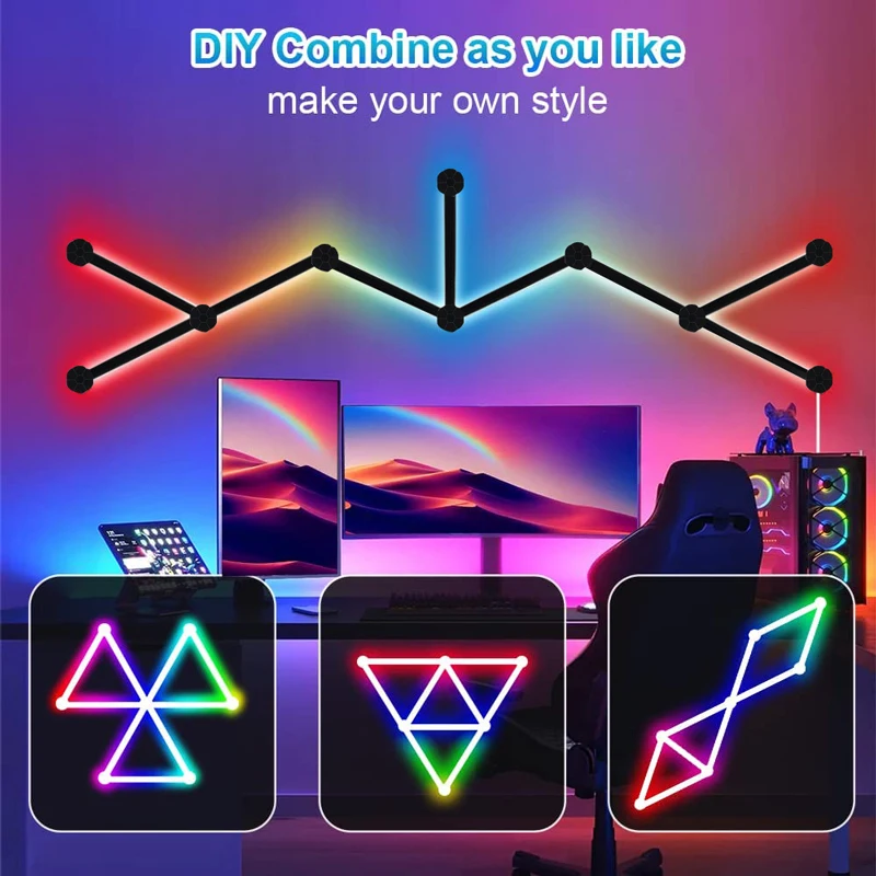 WIFI LED Smart Wall Lamp RGBIC Light Bar DIY Atmosphere Night Light APP Music Rhythm TV Backlight Bedroom Game Room Decoration