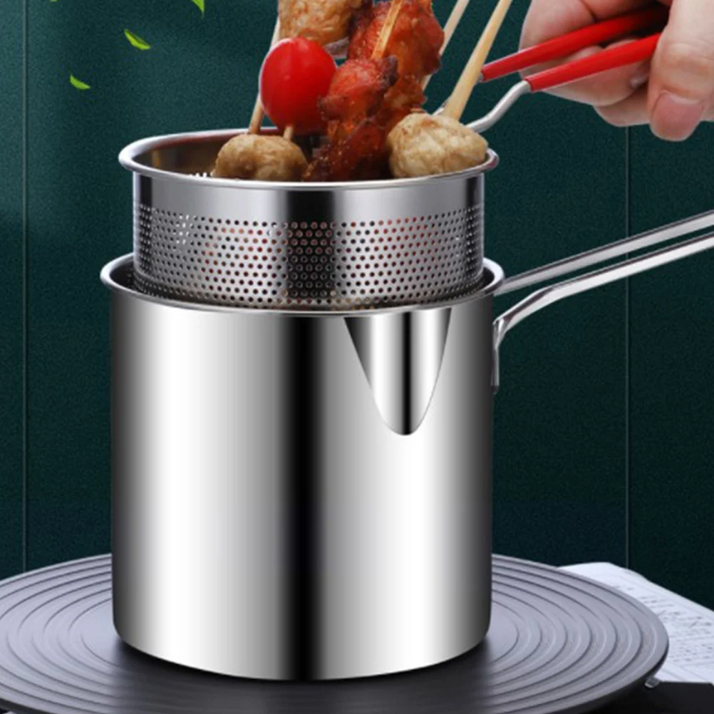 

1 Set Stainless Steel Fryer Kit Deep Frying Basket Metal Frying Pot For French Fries Chips Vegetables Kitchen Supply Snack Fryer