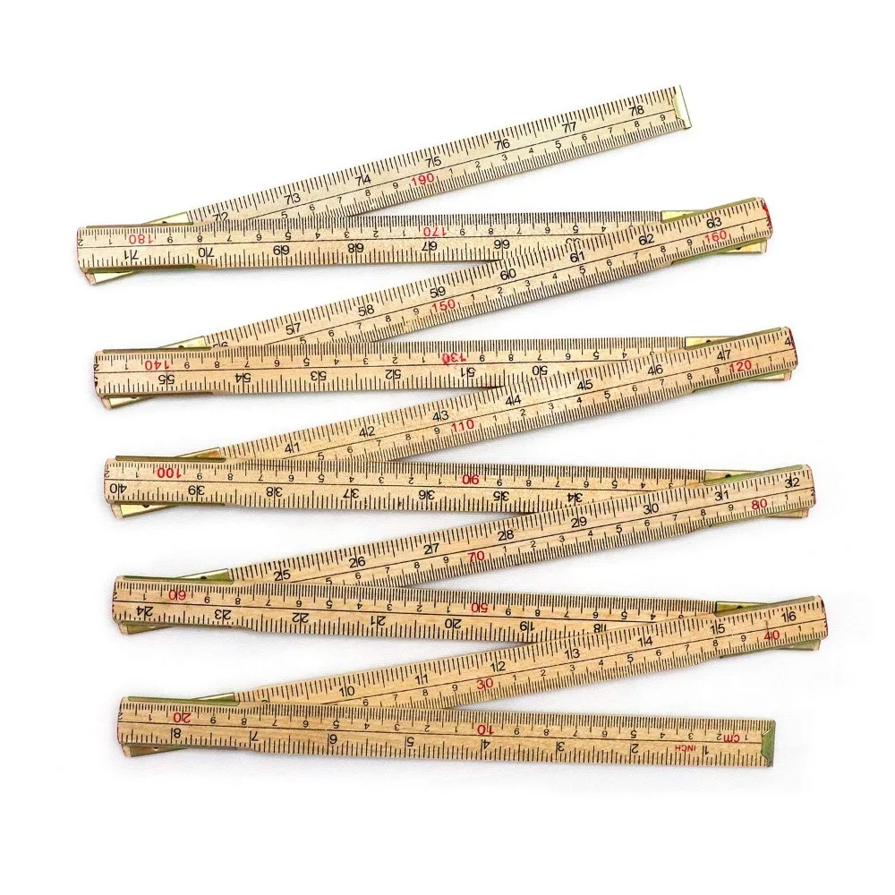 Folding Wood Rule, 6 FT 6 Inch Foldable Ruler with US and Metric Measurements for Carpenters