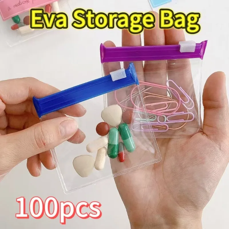 Mini Colorful Pill Dispenser Bag Reusable Medicine Zip Bags Self-Sealing Jewelry Storage Pouch Portable Travel Waterproof Bags