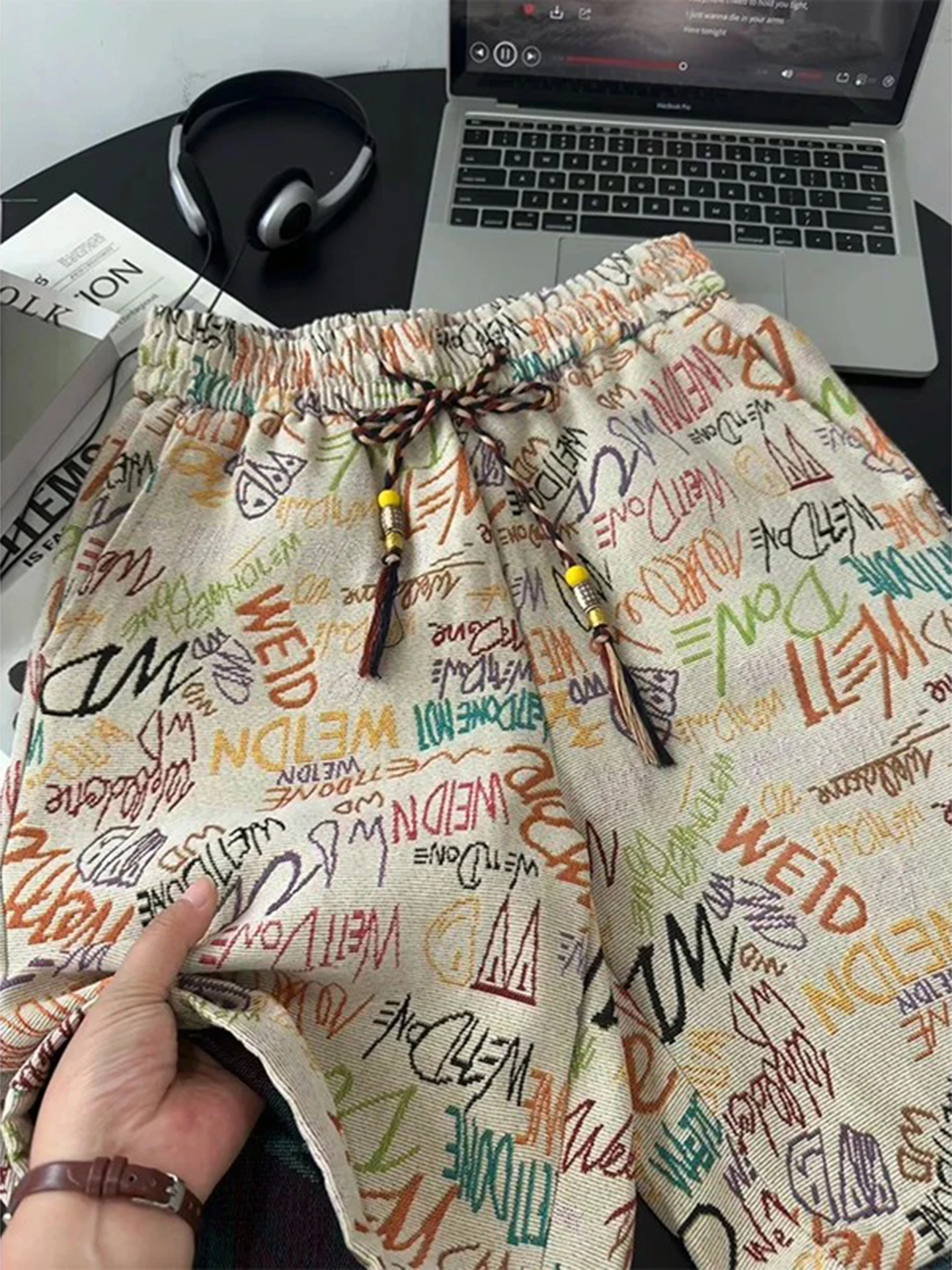 

Мужские летние брюки-шорты в гавайском стиле, свободного кроя, прямые, до середины икры, в американском стиле High Street