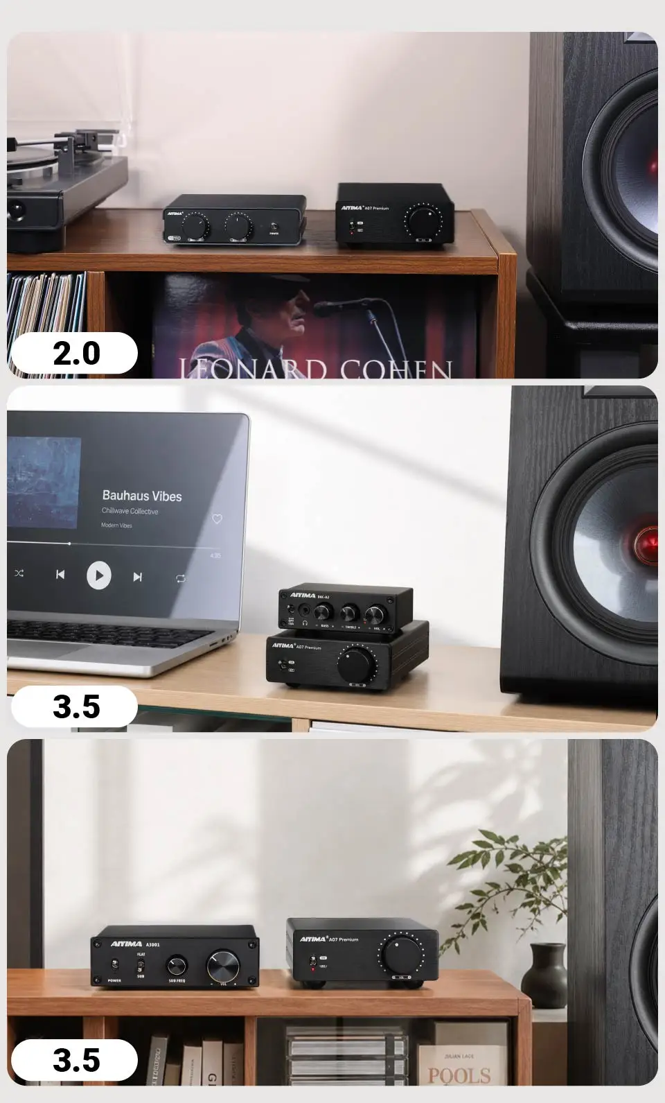AIYIMA Audio A07 Premium TPA3255 Leistungsverstärker 300Wx2 Klasse D Stereo 2.0 Digitalverstärker Hifi Soundverstärker für passive Lautsprecher – Detail 10
