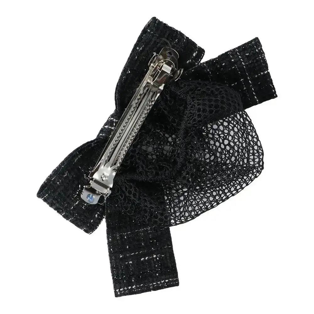 1Pcs New Bun Snood Mesh Flower Bowknot Fine/Loose Mesh Professional Crochet Bow Net Hair Clip For Lady Women
