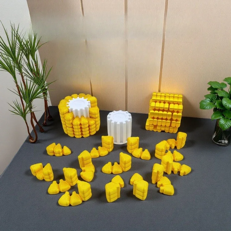 1PC Printed Corn Puzzle Toy DIY Assembly Model Kit with Display Stand, Fidget Stress Reliever Anxiety Brain Teaser Gift