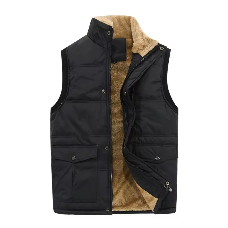 

Autumn Winter Men's Padded Vests Fashion Men Fleece Lined Warm Waistcoats Outdoor Windbreaker Sports Sleeveless Jackets Clothing