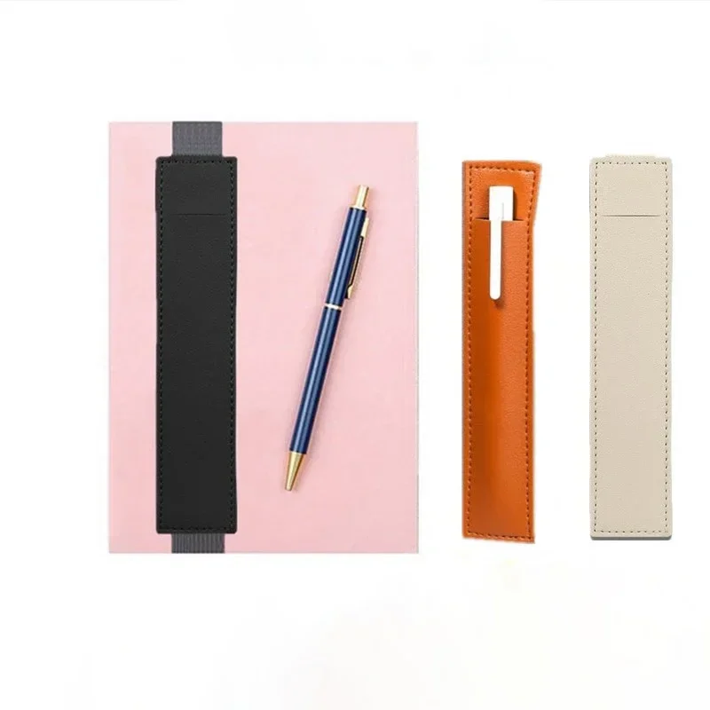 Elastic Band Pen Holder PU Leather Adjustable Pencil Case Portable Notebook Pen Sleeve Storage Pouch School Office Supplies