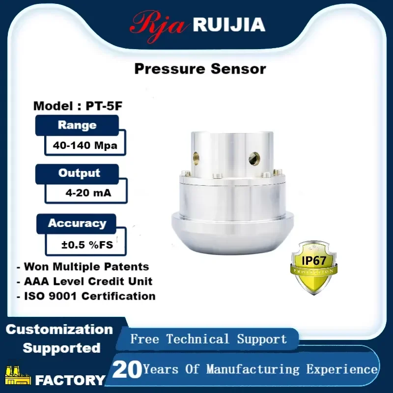 Customized High-precision Pressure Transmitter PT5F Large Range 140Mpa Hydraulic, Pneumatic, and Hydraulic Pressure Sensor