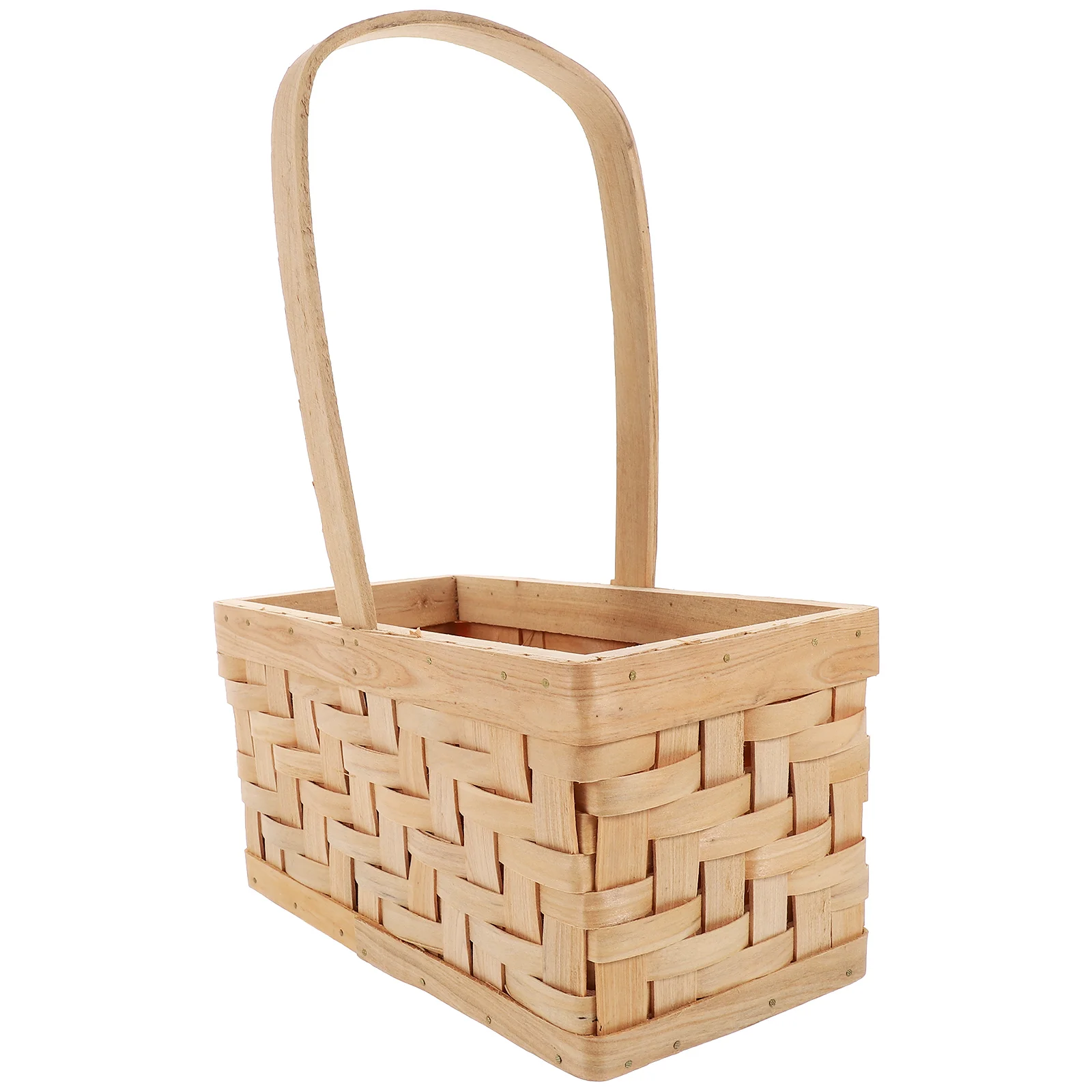 

Woven Flower Basket Wooden Small Rectangle Unique Shape Storage Decorative Gift Wrap Picnic Wedding Fruit Basket Home Office