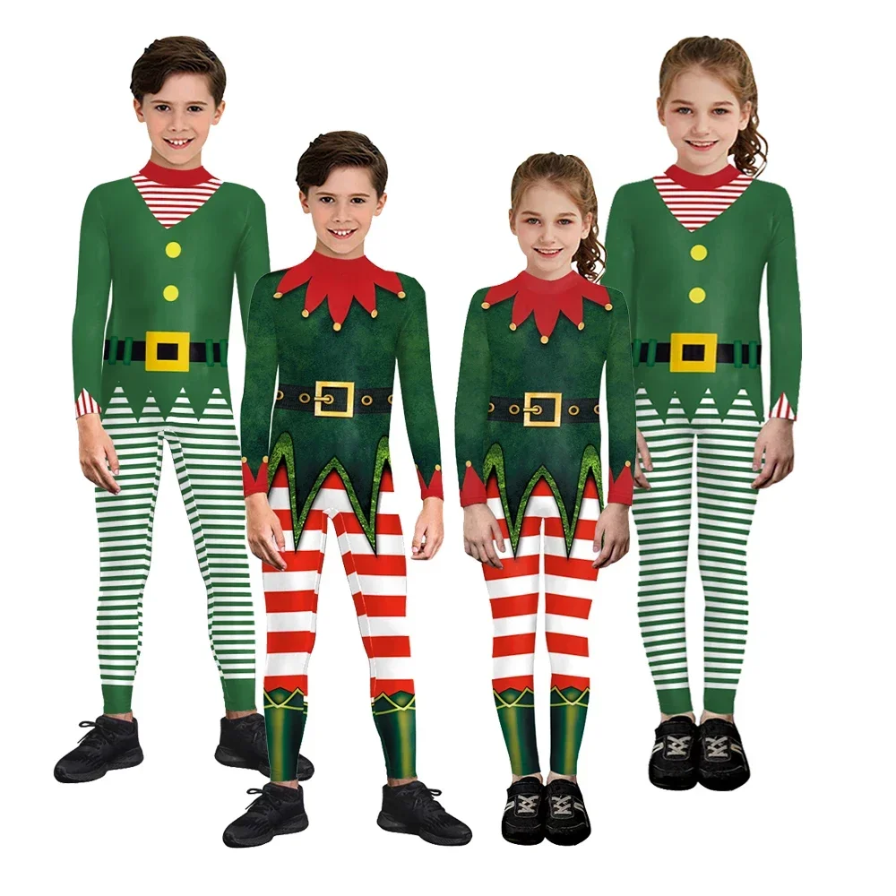 MINISO Christmas Kid Disguise Bodysuit Elf Santa Claus Cosplay Costume Dress up Party Xmas Catsuit Jumpsuit Boys Girls Clothes