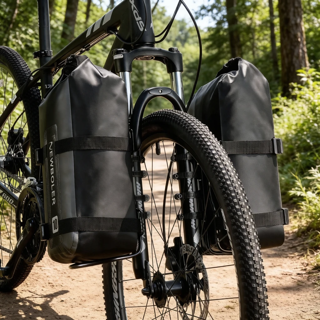 10L Waterproof Fork Mount Travel Bag for Mountain Road Bike, Front Rack Storage Pouch with Heavy Duty, Sturdy & Wearproof