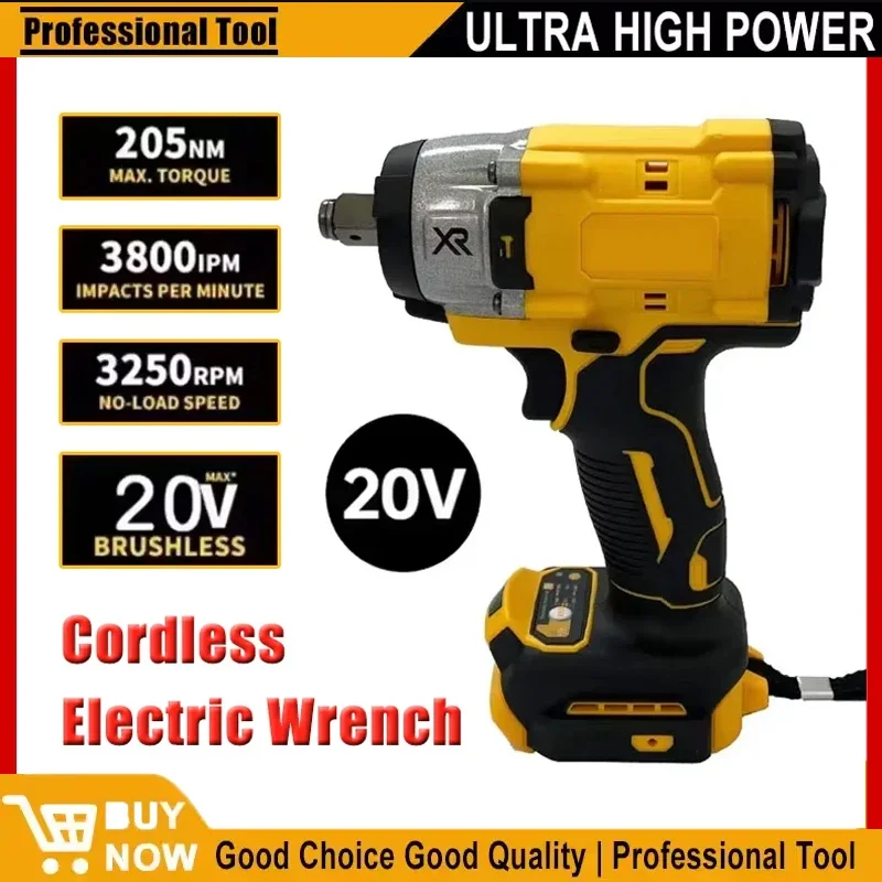 

Подходит для Dewalt 3250 об/мин, беспроводной электрический гаечный ключ, 205 Нм, бесщеточный ударный гайковерт, инструмент для ремонта мощности с высоким крутящим моментом для батареи 20 В