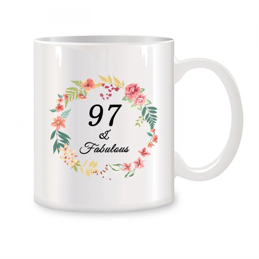 97th Fabulous Birthday Mugs For Mom Dad Husband Wife Brother Sister Birthday Novelty Coffee Ceramic Tea Cups White 11 oz