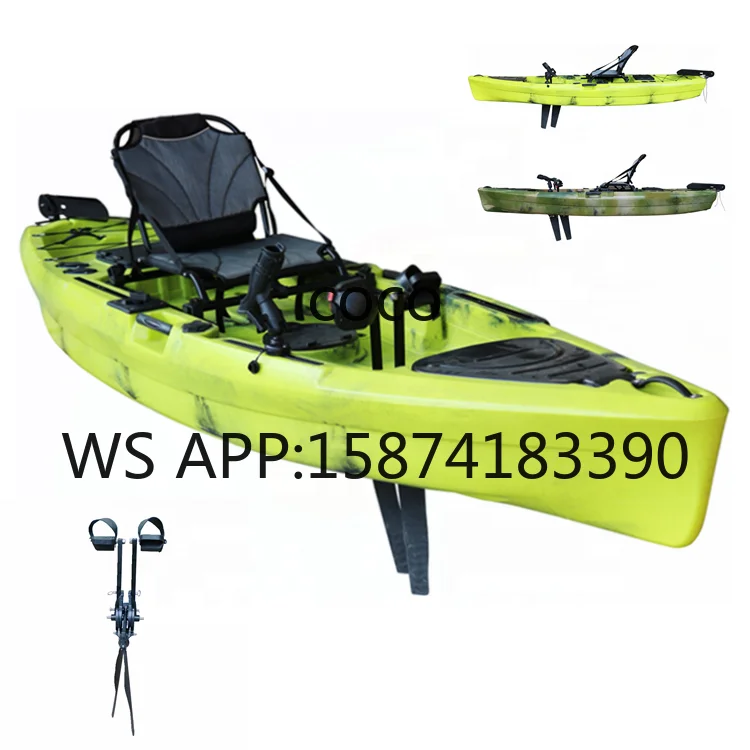 12 Ft Mirage Compass Pedal Kayak Predator Kick-Up Fin Fishing Kayak Single Seat with Electric Motor