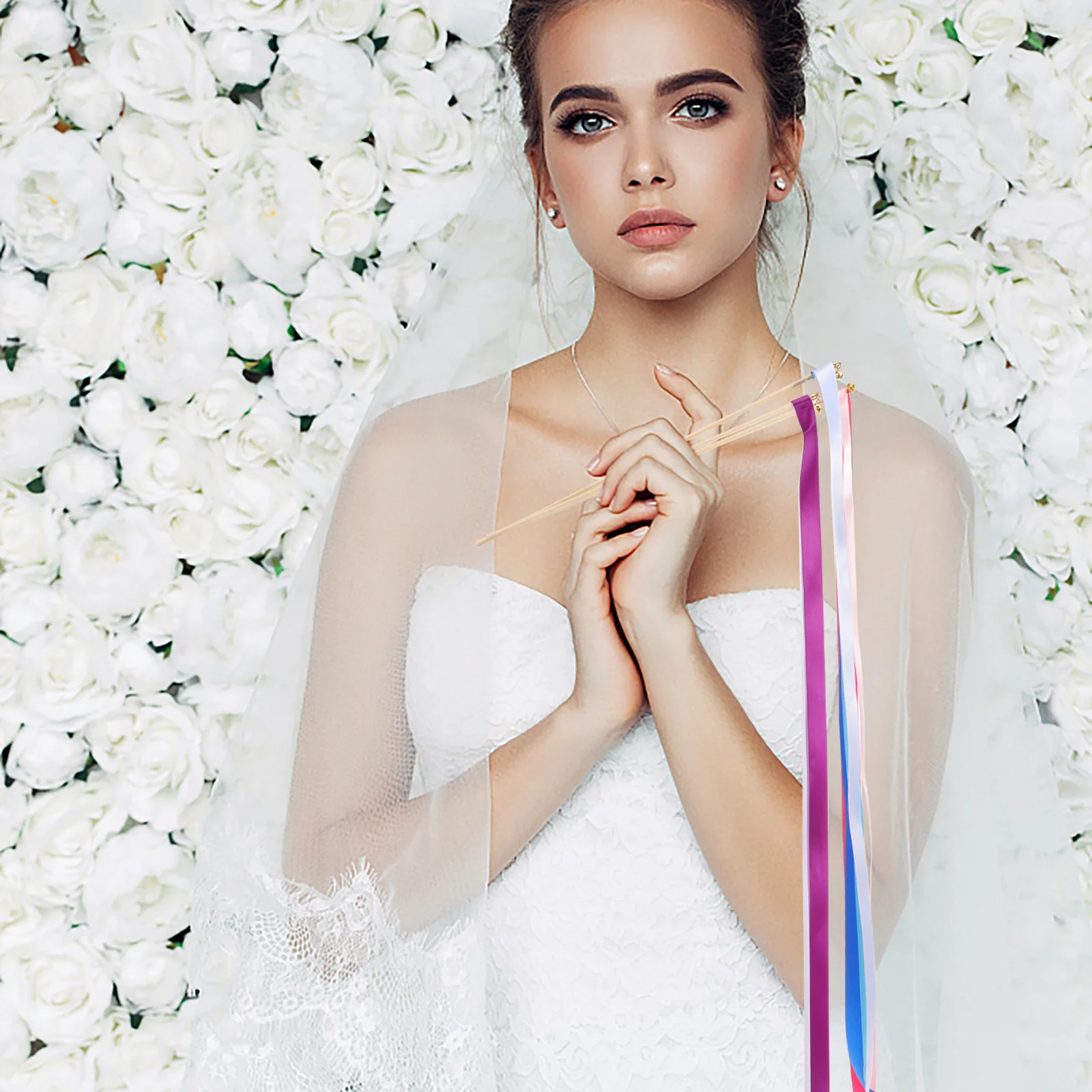 

30Pcs Wedding Ribbon Streamer Wands Bell Fairy Sticks Assorted Colors Celebration Ceremony Party Wish Wands Wand