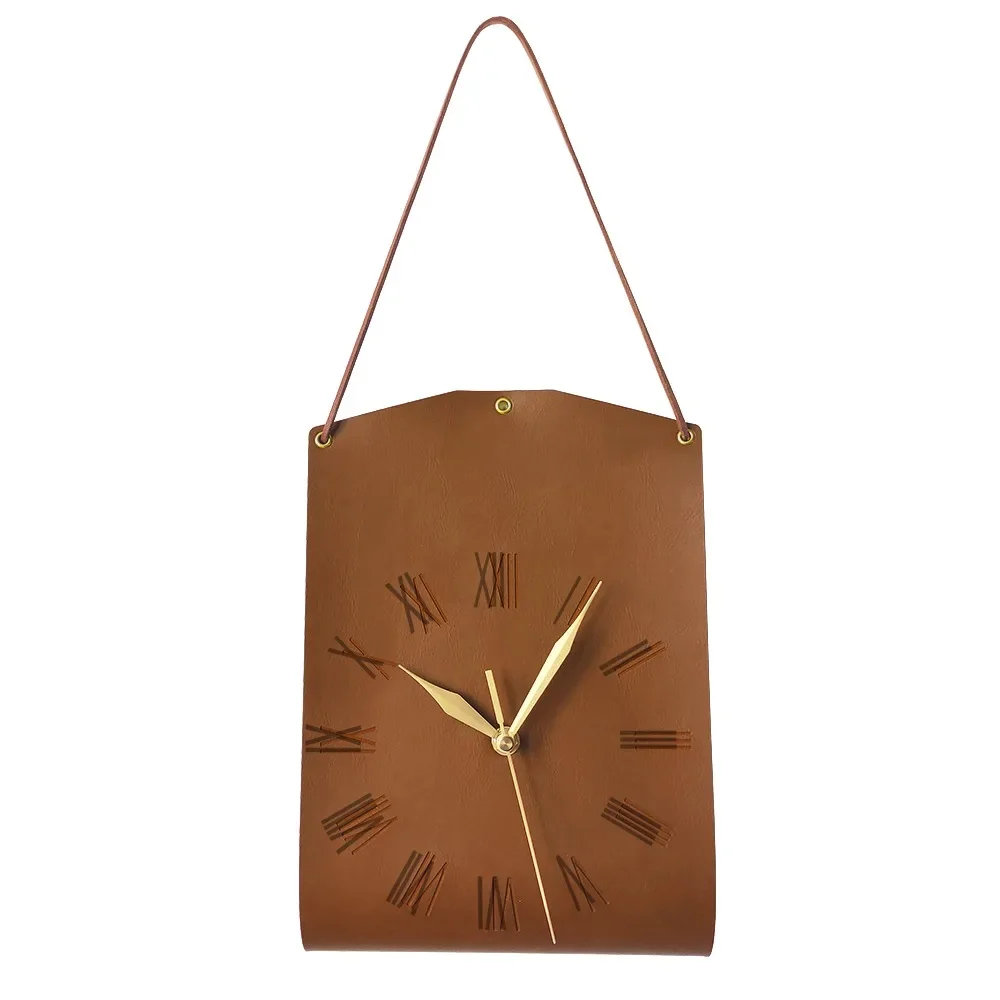 

Bag-Shaped Creative Art Wall-Mounted Retro Leather Personality Living Room Bedroom Noiseless Decorative Clock