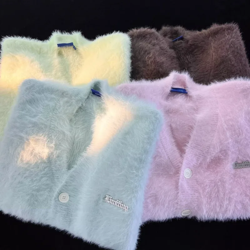 Korean Fashion Style Soft Gentle Style Knitted Designer Sweater Chic Cardigan Women's Outerwear 2000s Aesthetic Knitwear Y2k Top