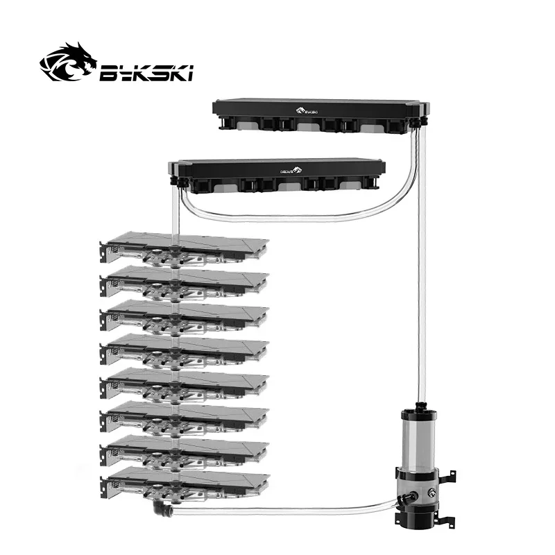 

Комплекты водяного охлаждения Bykski Soft Tube для 6 шт. 8 шт. Блок графического процессора/видеокарты Комплекты вентиляторов для горного радиатора, насоса, резервуара для шланга