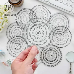 JIANWU Encircling Beauty Series Vintage Round English Aperture Material Collage PET Sticker Creative DIY Journal Stationery